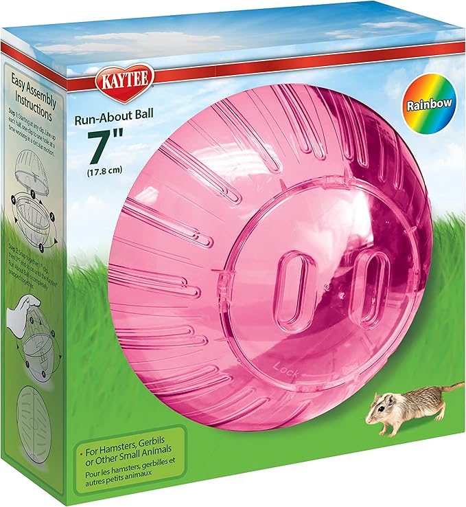 Kaytee 7" Assorted Color Run-About Exercise Ball for Pet Hamsters & Gerbils (Pack of 2) Kaytee