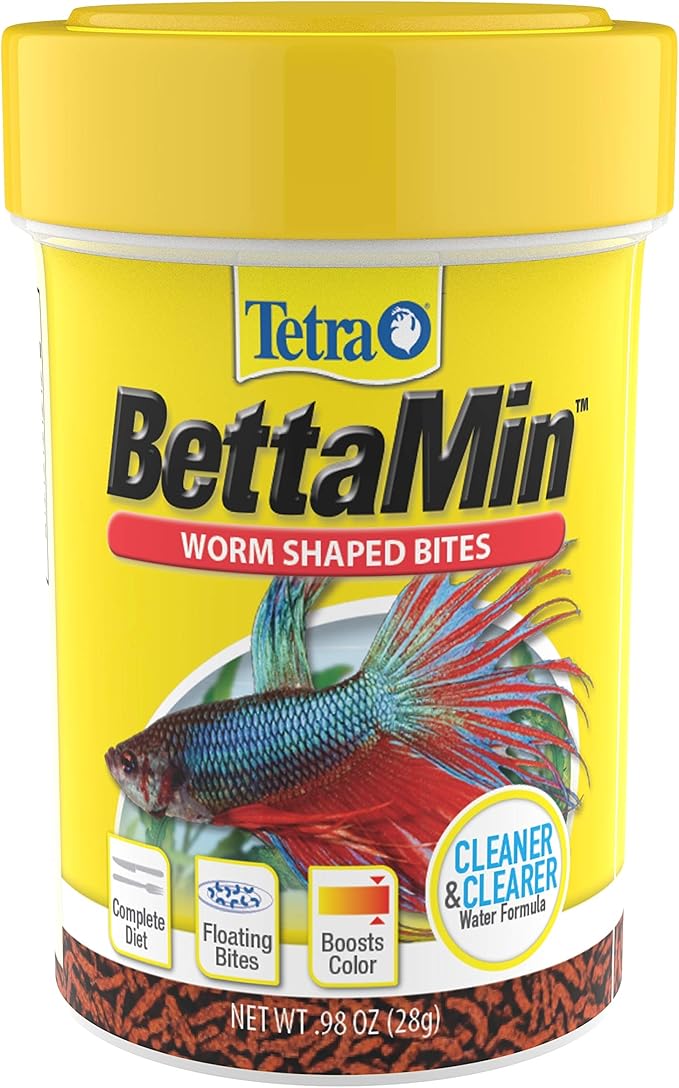 Tetra BettaMin Worm Shaped Bites 0.98 Ounce, Complete Diet For Bettas Tetra