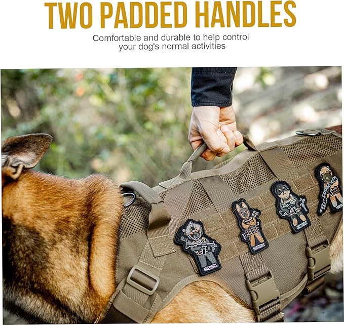 OneTigris No Pull Tactical Dog Harness for Medium Dog, Aire Mesh Dog Vest Harness, Breathable Military Dog Molle Vests with Handles, Service Dog Vest for Walking Hiking Training (M, Brown) OneTigris