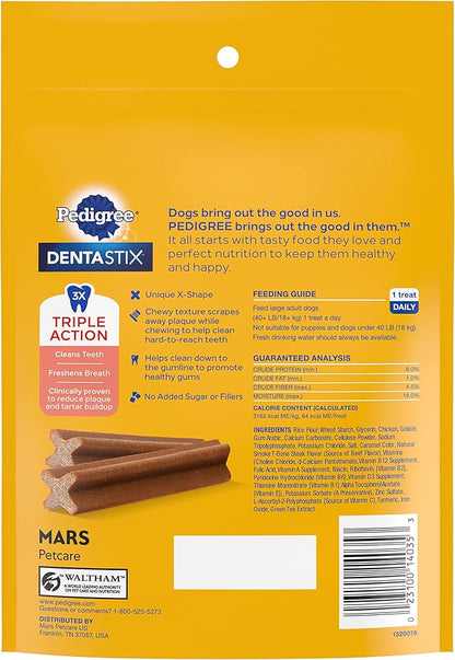 PEDIGREE DENTASTIX Large Dog Dental Treats Beef Flavor Dental Bones, 7 Count (Pack of 7) Pedigree