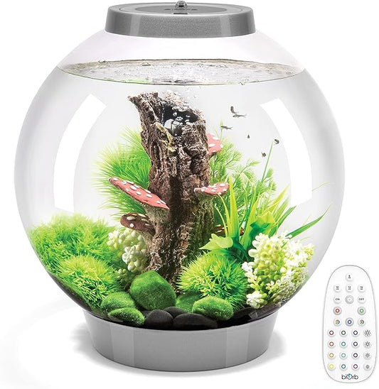biOrb Classic 30 Acrylic 8-Gallon Aquarium with Multi-Color Remote-Controlled LED Lights Modern Tank for Tabletop Display, Silver biOrb