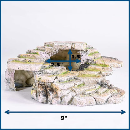 PENN-PLAX Reptology Shale Scape Step Ledge & Cave Hideout – Basking Area - Decorative Resin for Aquariums & Terrariums – Great for Reptiles, Amphibians, and Fish – Medium Penn-Plax