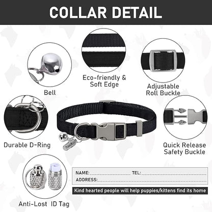 GAMUDA Small Dog Harness Collar and Leash Set, Step in No Chock No Pull Linen Fabric Soft Mesh Dog Vest Harnesses Reflective for Dogs Puppy Cats Kitten Rabbit (Black, XL) GAMUDACollarsCollection