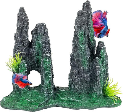Aquarium Decoration for Fish Tank Rock Cave Aquarium Ornament Aquarium Mountain View Stone Ornaments Aquarium Decor Tree House Cave Fish Tank Decoration - Small VMCN