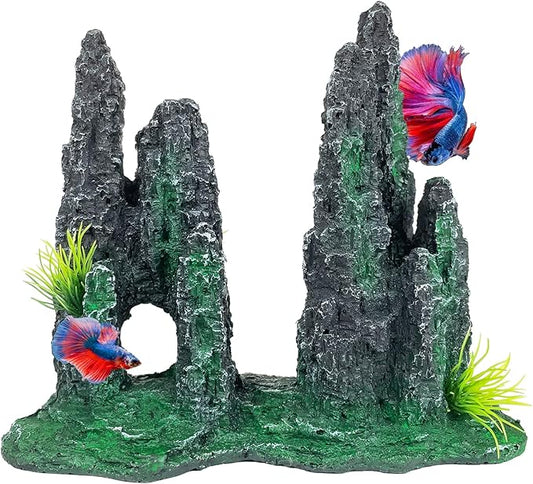 Aquarium Decoration for Fish Tank Rock Cave Aquarium Ornament Aquarium Mountain View Stone Ornaments Aquarium Decor Tree House Cave Fish Tank Decoration - Small VMCN