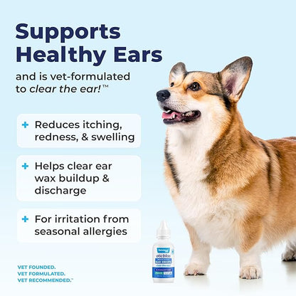Vetnique Oticbliss Medicated Cat & Dog Ear Cleaner Drops - Dog Ear Infection Treatment with 1% Hydrocortisone to Soothe Itching, Redness, & Swelling - Vet Recommended VetniqueLabs