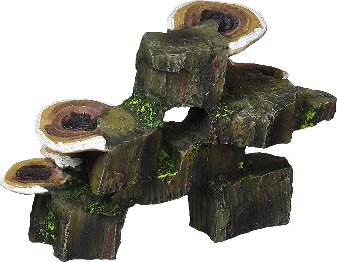 Penn-Plax Deco-Replicas Tree Trunk with Shelf Mushrooms Aquarium Decoration – Safe for Freshwater and Saltwater Fish Tanks – Small Penn-Plax