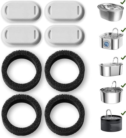 PETLIBRO 4 Pack Replacement Filters for Stainless Steel Cat Water Fountain PLWF003 / PLWF006, Adjustable Water Flow Pet Fountain, Super Quiet Dog Water Dispenser - PAWPICO