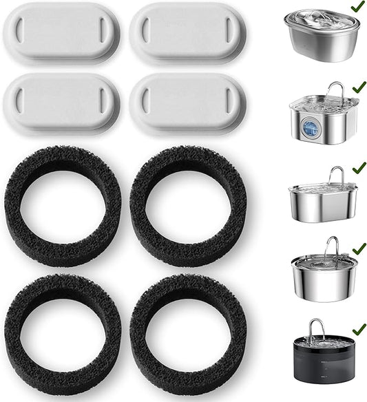 PETLIBRO 4 Pack Replacement Filters for Stainless Steel Cat Water Fountain PLWF003 / PLWF006, Adjustable Water Flow Pet Fountain, Super Quiet Dog Water Dispenser - PAWPICO