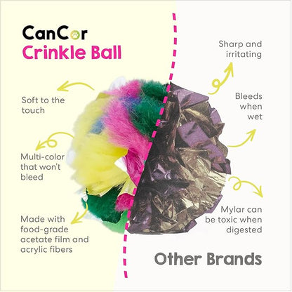 Cat Crinkle Balls 2.5 Inch (24-Pack) - Crinkle Cat Toys for Indoor Cats - Multi-Color Crinkle Cat Toy - Cat Toys Crinkle Balls to Keep Fit and Active - Canadian-Made Crinkle Balls for Cats - PAWPICO