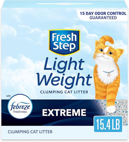 Fresh Step Light Weight Cat Litter Extreme With Febreze Freshness, Lightweight Clumping Litter, 15.4 lb. Box - PAWPICO