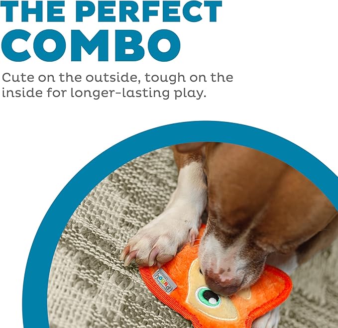 Outward Hound Durablez Tough Plush Squeaky Dog Toy, Fox, Orange, XS - PAWPICO