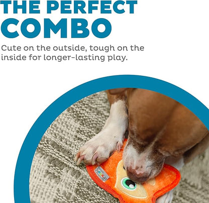 Outward Hound Durablez Tough Plush Squeaky Dog Toy, Fox, Orange, XS - PAWPICO