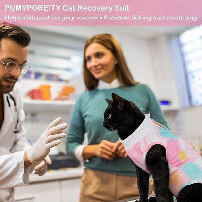 PUMYPOREITY Cat Recovery Suit, Cat Surgery Recovery Suit Female, Cat Spay Recovery Suit, Alternative to Cone of Shame, Cat Surgical Recovery Suit for Skin Diseases and Abdominal Wound, Purple, L PUMYPOREITY