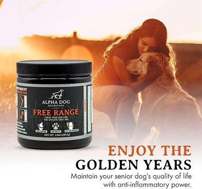 Free Range Joint Health Enhancer Supplement Powder for Dogs by Alpha Dog Nutrition - Premium Dog Arthritis Vitamins to Care for Joints - Contains Glucosamine, Chondroitin, MSM, Vitamin E, & More AlphaDogNutrition