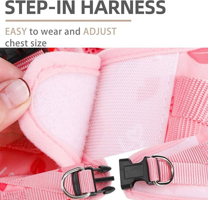 PUPTECK Adjustable Dog Harness Collar and Leash Set Step in No Pull Pet Harness for Small Medium Dogs Puppy and Cats Outdoor Walking Running, Soft Mesh Padded Reflective Vest Valentine Harnesses PUPTECK