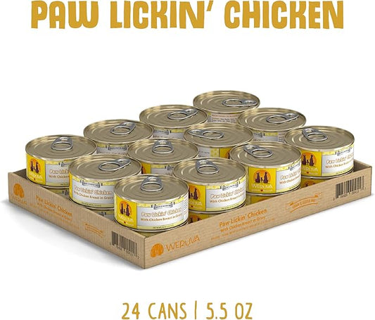 Weruva Classic Dog Food, Paw Lickin’ Chicken with Chicken Breast in Gravy, 5.5oz Can (Pack of 24) - PAWPICO