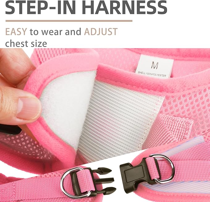 PUPTECK Adjustable Dog Harness Collar and Leash Set Step in No Pull Pet Harness for Small Medium Dogs Puppy and Cats Outdoor Walking Running, Soft Mesh Padded Reflective Vest Harnesses PUPTECK