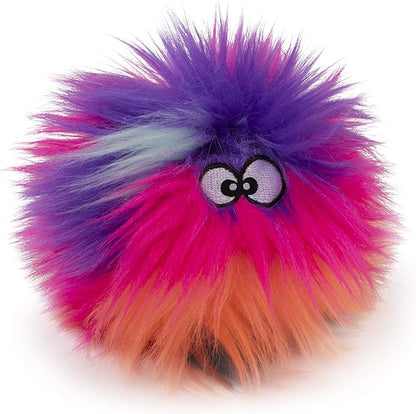 goDog Just for Me Furballz Squeaky Plush Ball Dog Toy, Chew Guard Technology - Cool Rainbow, Mini - PAWPICO