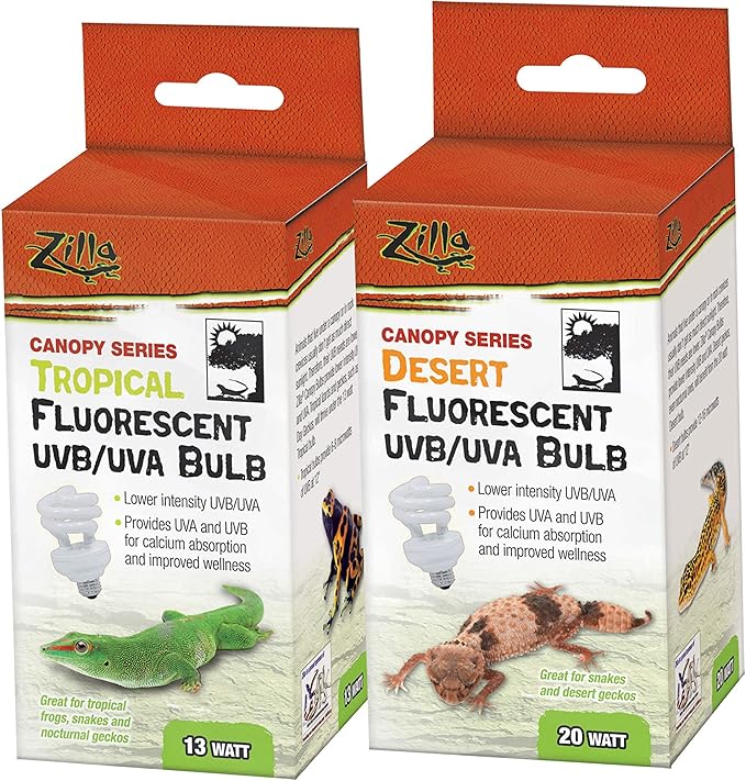 Zilla Canopy Series Fluorescent UVB/UVA Bulbs Tropical 13 W,White, 3.875 in Zilla