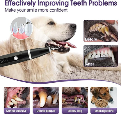Dog Teeth Cleaning Kit-Dog Tooth Plaque Remover-Ultimate Pet Dental Care Kit - Ultrasonic Teeth Cleaner and Plaque Remover for Dogs | Complete Oral Hygiene Solution-Black VVHOMIFE