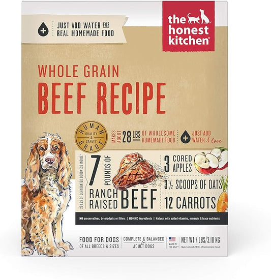 The Honest Kitchen Dehydrated Whole Grain Beef Dog Food, 7 lb Box, 7.00 Pound (Pack of 1) - PAWPICO