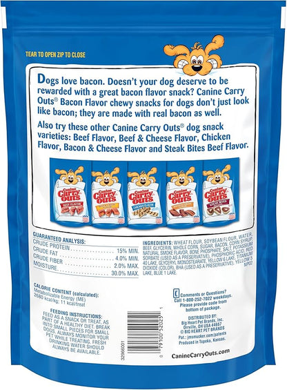 Canine Carry Outs Dog Treats, Bacon Flavor, 22.5 Ounce (Pack of 4), Made with Real Bacon - PAWPICO