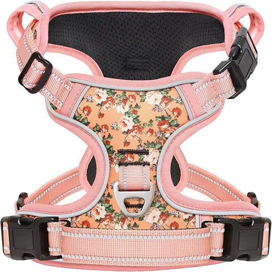 Timos Dog Harness, No-Pull Pet Harness with 2 Leash Clips, Adjustable Soft Padded Dog Vest, Reflective Outdoor Pet Oxford Vest with Easy Control Handle Timos