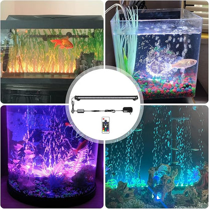 Submersible Fish Tank Aquarium Light: Bright Aquarium Bubbler Lighting Full Spectrum - Adjustable Brightness Colors Change Underwater Led Strips with Remote and Suction Cups for Aquarium Fish Tank SZMINILED