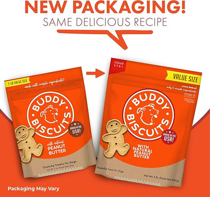 Buddy Biscuits 2 lb Bag of Crunchy Dog Treats, Made with Peanut Butter - PAWPICO