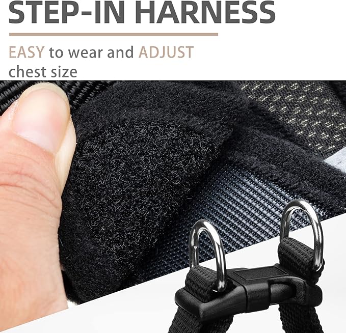 PUPTECK Adjustable Dog Harness Collar and Leash Set Step in No Pull Pet Harness for Small Medium Dogs Puppy and Cats Outdoor Walking Running, Soft Mesh Padded Reflective Vest Harnesses, Solid Black M PUPTECK