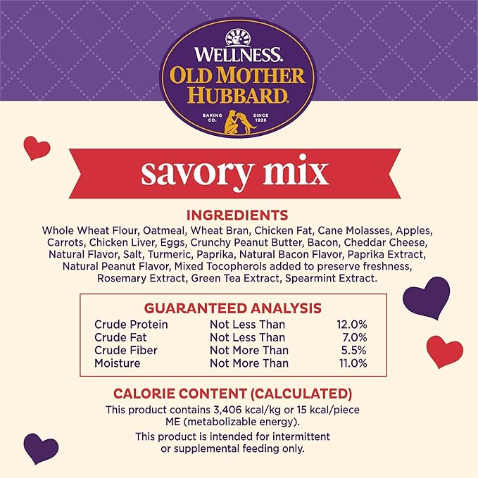 Old Mother Hubbard by Wellness Classic Savory Mix Natural Dog Treats, Crunchy Oven-Baked Biscuits, Ideal for Training, Mini Size, 20 ounce bag - PAWPICO