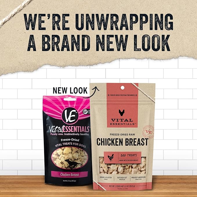 Vital Essentials Freeze Dried Raw Single Ingredient Dog Treats, Chicken Breast, 2.1 oz - PAWPICO