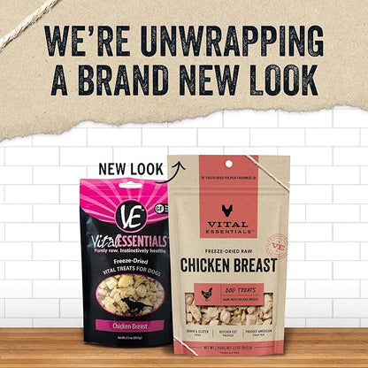 Vital Essentials Freeze Dried Raw Single Ingredient Dog Treats, Chicken Breast, 2.1 oz - PAWPICO