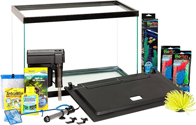 GloFish 20 Gallon Aquarium Kit with LED Lights, Decor Heater and Filter GloFish