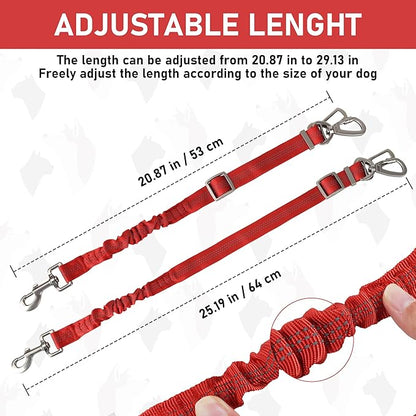 GAMUDA Dog Harness, Collar and Seat Belt Set, Vehicle Safety Harness, Retractable Adjustable Pet Seatbelts with Travel Strap and Carabiner for Most Cars (Red, L) GAMUDACollarsCollection