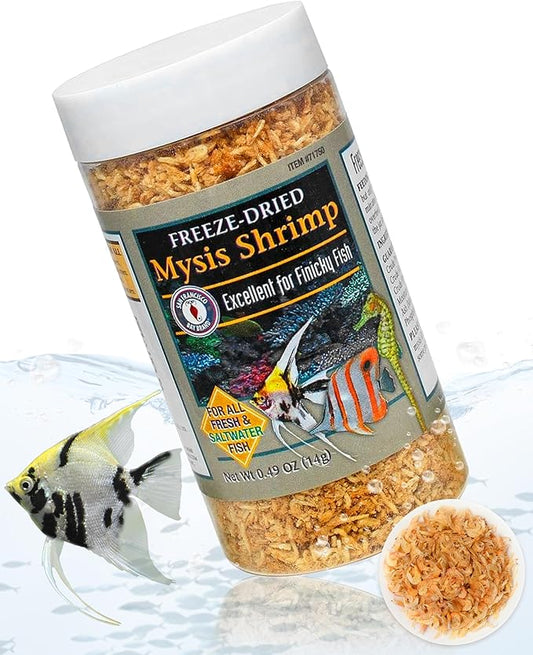 San Francisco Bay Brand Freeze-Dried Mysis Shrimp - Premium Fish Food, Tetra Fish Food, Tropical Fish Food - Ideal for Freshwater and Saltwater Fish, Cichlids, Angels, Seahorses - 0.49 oz (14g) SanFranciscoBayBrand