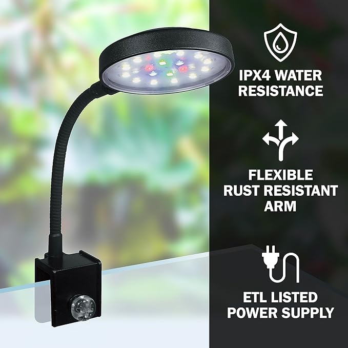 Finnex Vivid Petite Nano Aquarium LED Cliplight, Touch Control, Color Changing Finnex