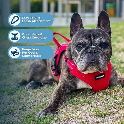 Best Pet Supplies Voyager Adjustable Dog Vest Harness Breathable No Pull Harness for Small, Medium, Large Dogs, Heavy Duty Harness for Walking, Jogging, Easy Step-in, Reflective Stripes - (Red), M BestPetSuppliesLLC