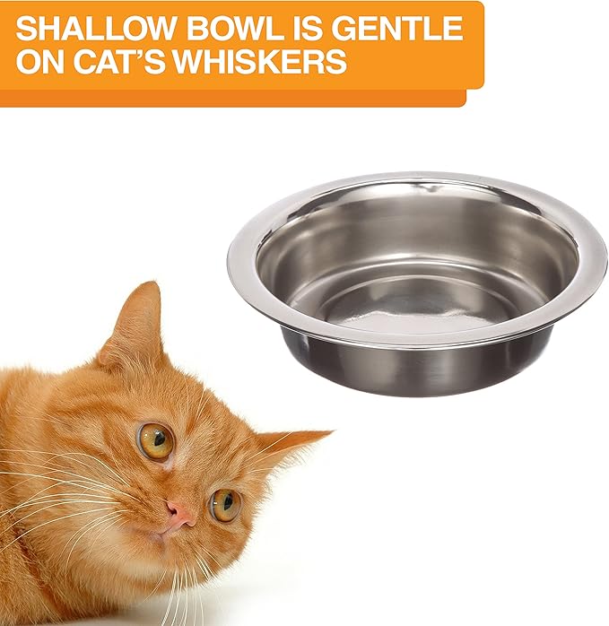 Neater Feeder Express Cat Mess Proof Feeder for Cats, 1 Cup Whisker-Friendly Stainless Steel Food & Water Bowls, No Spill, Non-Tip/Slip. Made in USA - PAWPICO