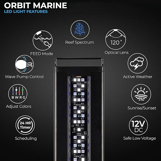 CURRENT USA 48"-60" Inch Orbit Marine LED Saltwater Reef Marine Aquarium Light with Bluetooth App Control | Wireless Lighting & eFlux Wave Pump Control for Fish Tank (4203) Current+USA