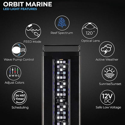 CURRENT USA 48"-60" Inch Orbit Marine LED Saltwater Reef Marine Aquarium Light with Bluetooth App Control | Wireless Lighting & eFlux Wave Pump Control for Fish Tank (4203) Current+USA