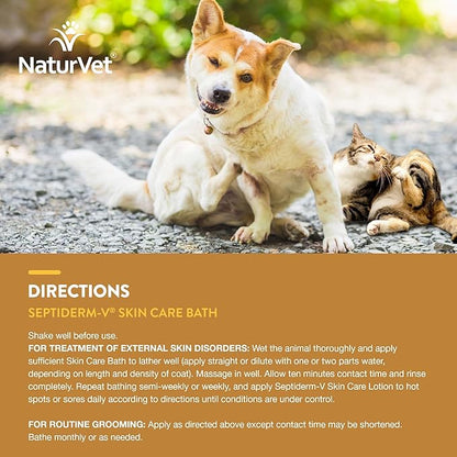 NaturVet Septiderm-V Skin Care Bath Wash for Dogs & Cats – Pet Health Supplement for Dermatitis, Dog Skin Allergies, Itching, Hot Spots – Pet Shampoo, Grooming Aid – 8 Oz. NaturVet