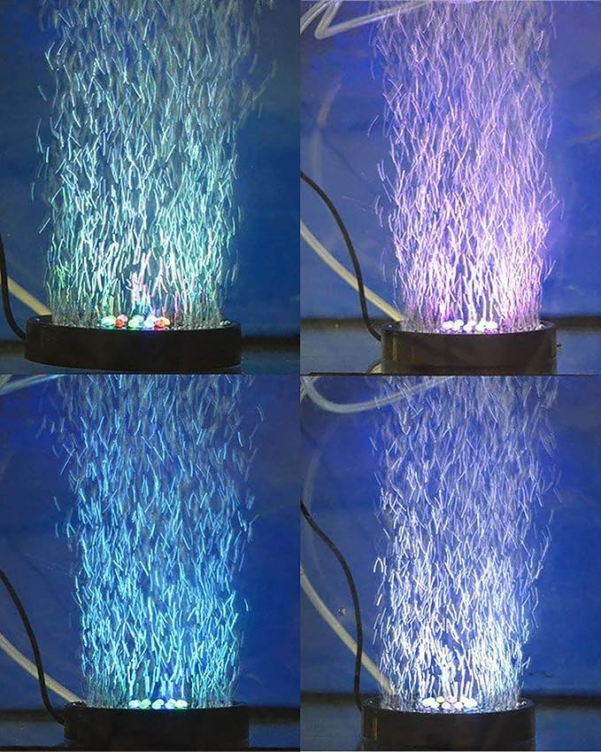 NICREW Multi-Colored Aquarium LED Bubbler Stone Disk, Fish Tank Bubbler with Auto Color Changing LEDs NICREW