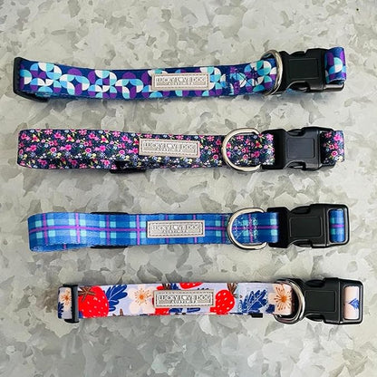 Lucky Love Dog, Comfortable, Soft, Cute Female Dog Collar for Small Dogs, Black & Purple Floral Print, Adjustable Nylon Collar, Primrose, Small LuckyLoveDog