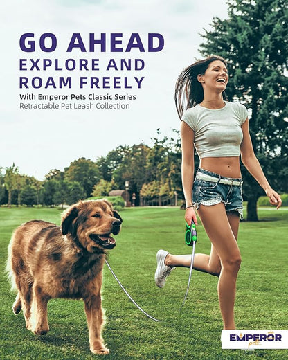 Emperor Pets 26 ft Retractable Dog Leash Large Dogs - Up to 110lb, Large Dog Leash Heavy Duty Dog Leash Retractable 26 ft, Dog Leashes for Large Breed Dogs, Dog Leashes for Medium Dogs -GN26 EmperorPets