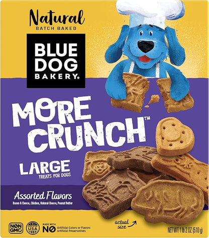 Blue Dog Bakery Natural Dog Treats, More Crunch Large, Assorted Flavors, 18oz Box, 6 Boxes - PAWPICO