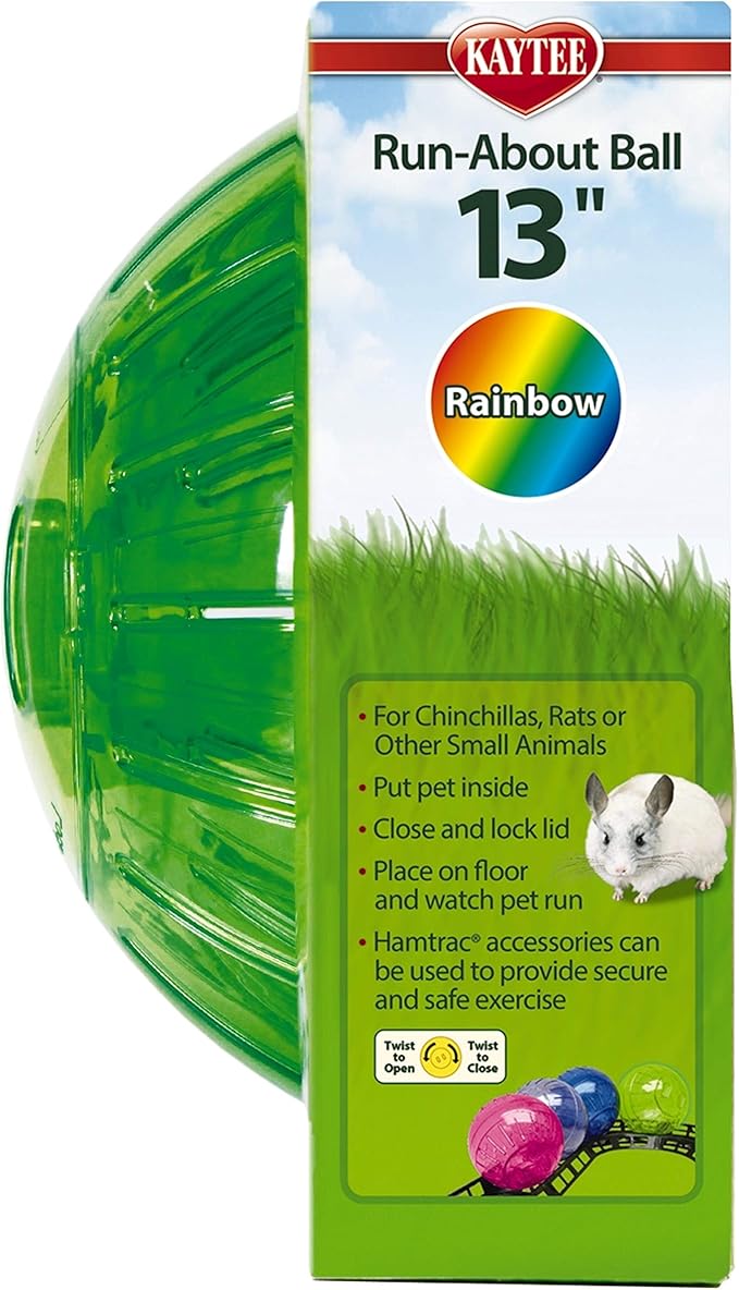 Kaytee 13" Assorted Color Run-About Exercise Ball For Pet Rats & Chinchillas Kaytee