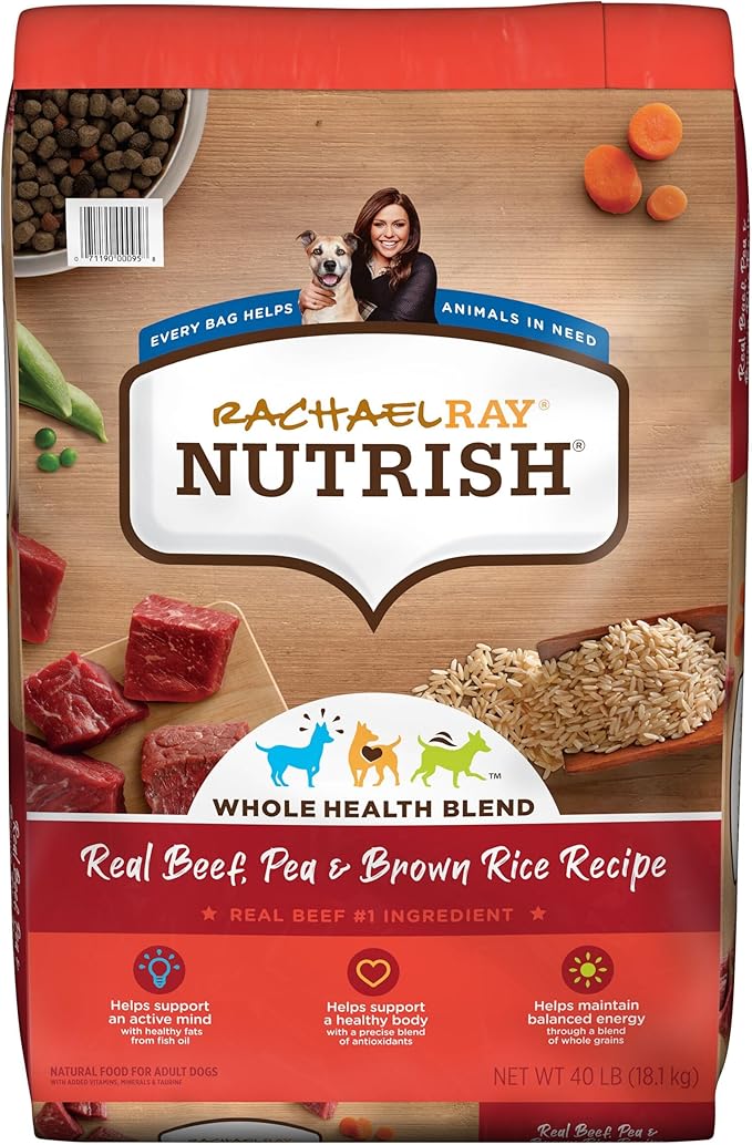 Nutrish Rachael Ray Premium Natural Dry Dog Food, Real Beef, Pea, & Brown Rice Recipe, 40 Pounds - PAWPICO