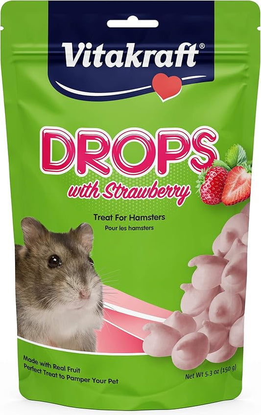 Vitakraft Drops Hamster Treat - Strawberry - Yogurt Treats for Hamsters Pink 5.3 Ounce (Pack of 1) Vitakraft